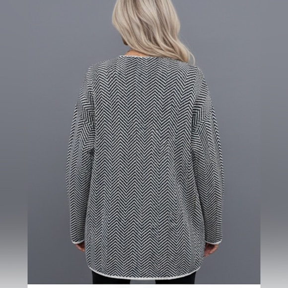 Chevron Pattern Drop Shoulder Open Front Cardigan - Picture 4 of 9